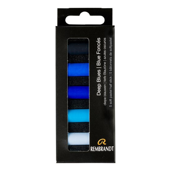 Ens. 5 demi-pastels tendres bleu foncé