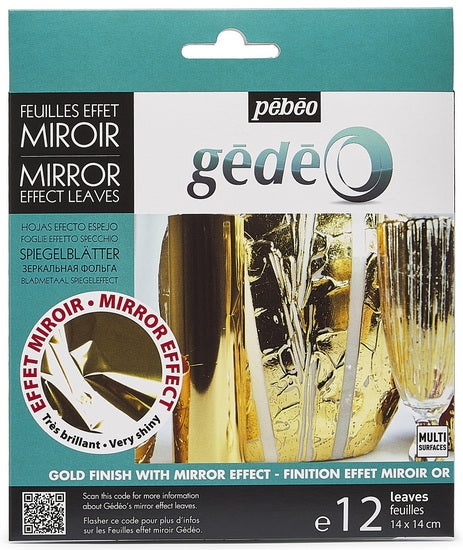Pqt 12 feuilles effet miroir - gédéo - 14x14cm - or
