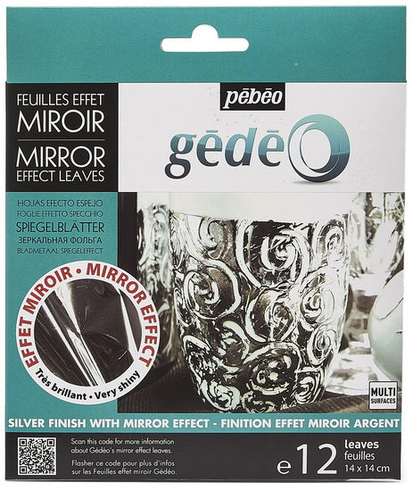 Pqt 12 feuilles effet miroir - gédéo - 14x14cm - argent