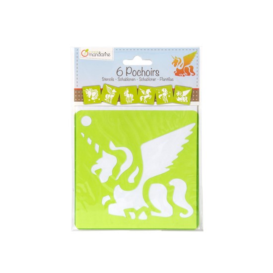 Ens. 6 pochoirs - licornes