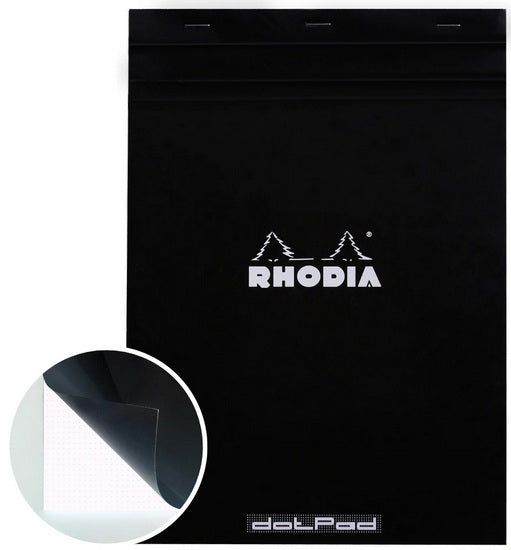 Bloc-notes rhodia - quadillage à point - noir - 8,3 x 11,7 pouces