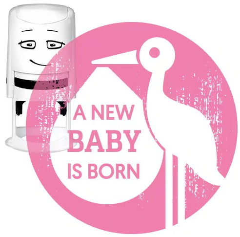 Motif à tampon – a new baby is born avec cigogne