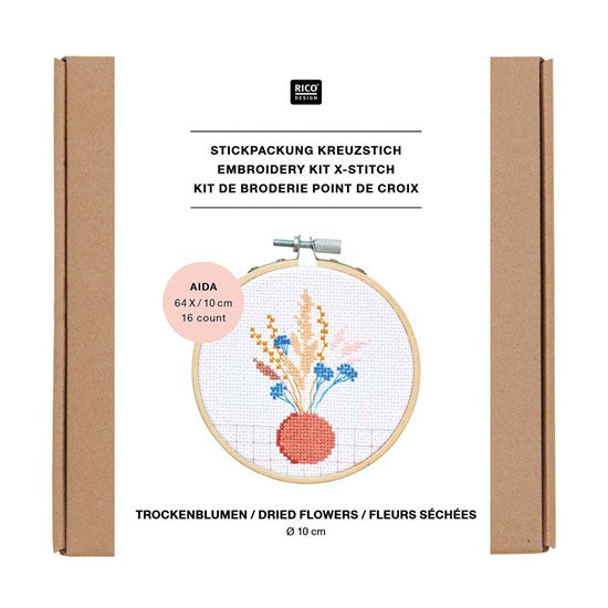 Kit broderie point de croix - fleurs séchées 1