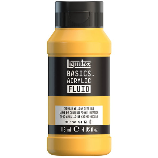 Acrylique basics fluide - 4oz - jaune de cadmium foncé imitation