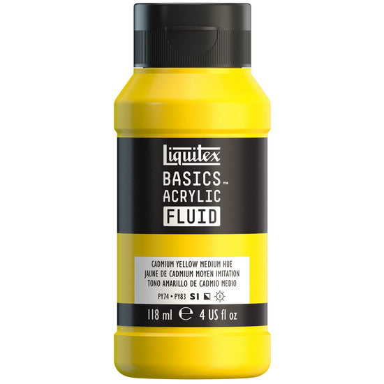 Acrylique basics fluide - 4oz - jaune de cadmium moyen imitation