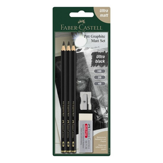 Ens. 3 crayons graphite mât et accesoires