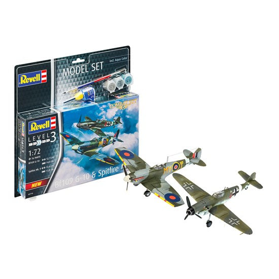 Ensemble modèle réduit - bf109g-10 spitfire mk.v