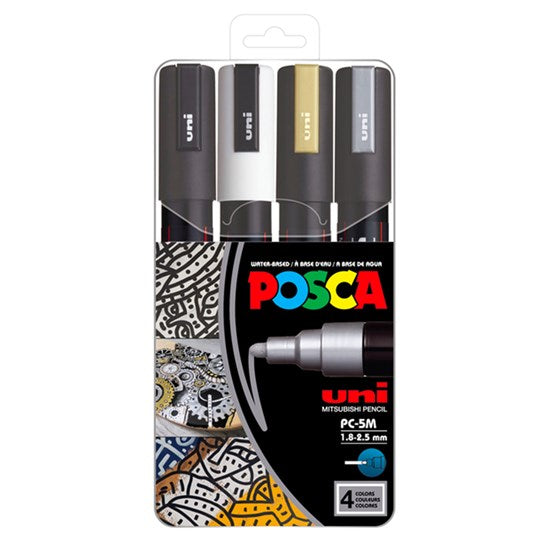 Ens. 4 marqueurs posca pc-5m métalliques