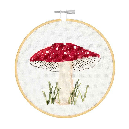 Ensemble broderie point de croix - champignon