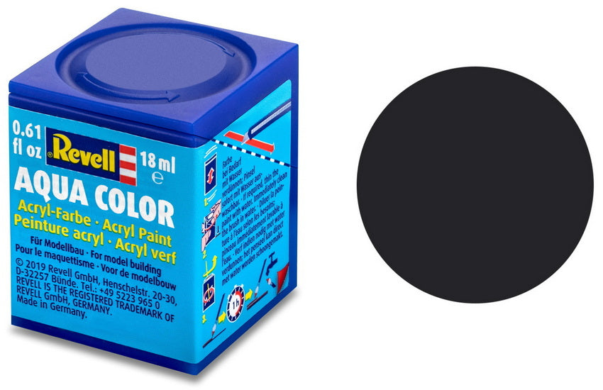ACRYLIQUE AQUA COLOR - 18 ML Noir Goudron Mat