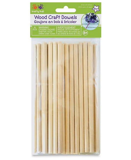 30 Bâtons bois rond - 6mm - 15cm