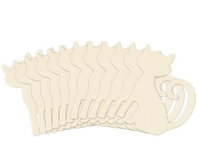 12 Wood shapes - cat - 8cm