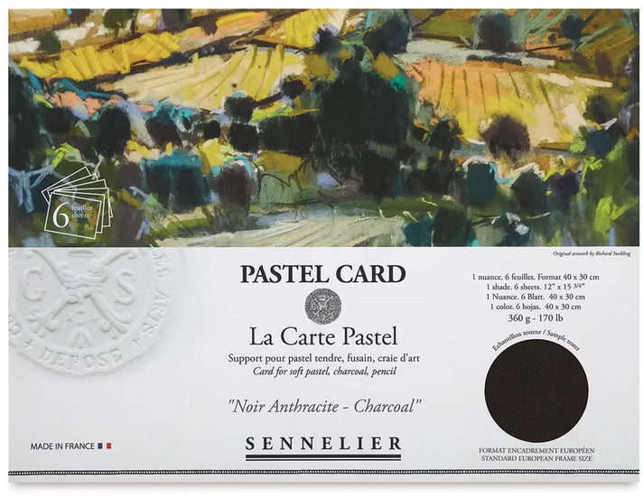 Pack of 6 pastel cards - 30x40cm - anthracite black