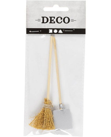 Miniature broom and shovel