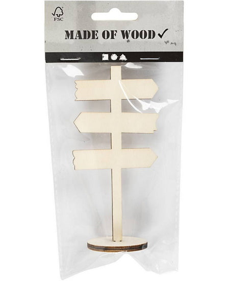 Nat wood standing signpost 12 cm