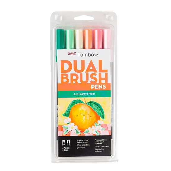 Set of 6  dual brush pen just peachy