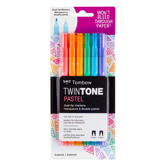 Ens. 6 feutre double pointe twintone pastel