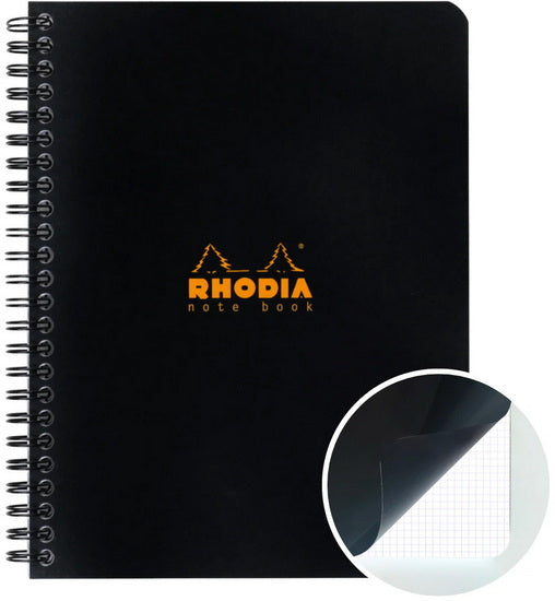 Cahier de notes à spirale rhodia - quadrillé - noir - 160 x 210 millimètres