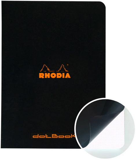 Carnet à reliure piquée - pointillé - noir - 148 x 210 millimètres