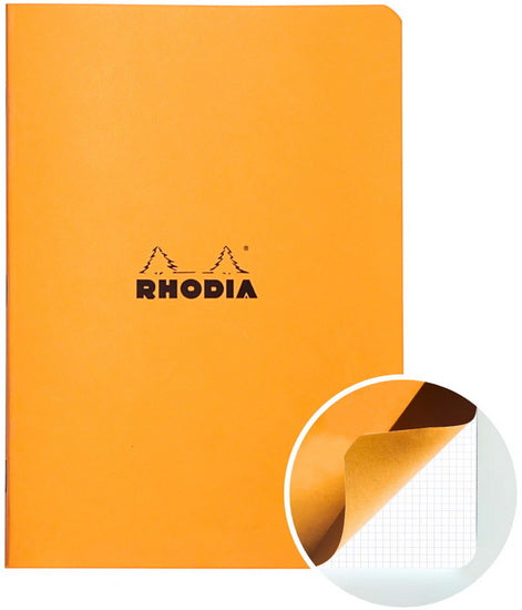 Carnet broché rhodia - quadrillé - orange - 148 x 210 millimètres