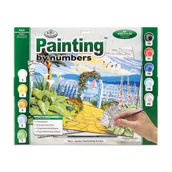 Peinture à numéros jardin vue sur la mer
