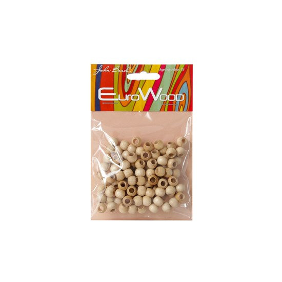 Beads - large hole - round - 0.8cm - natural (100)