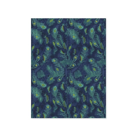 Printed Paper - Blue Peacock Feathers