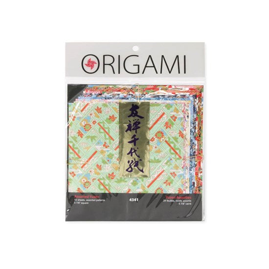 Papier origami authentique — yuzen, 12 feuilles assorties