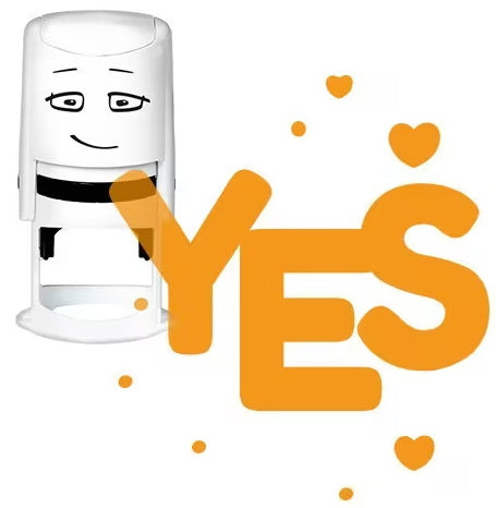 Motif à tampon – yes avec coeurs