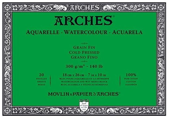 Bloc aquarelle - 100% coton - 140lb - cp - 7x10po (20f)