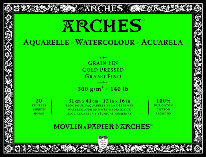 Bloc aquarelle - 100% coton - 140lb - cp - 12x16po (20f)