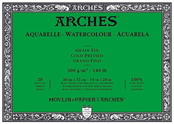 Bloc aquarelle - 100% coton - 140lb - cp - 14x20po (20f)