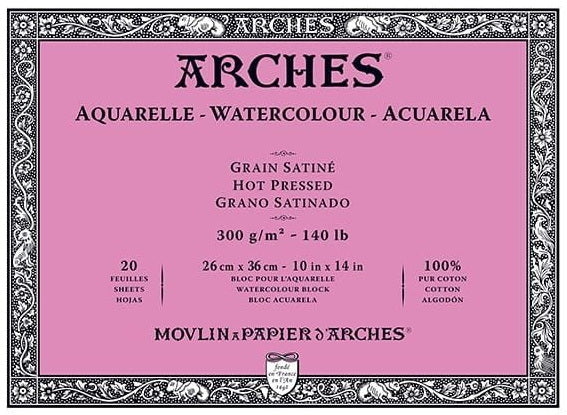 Bloc aquarelle - 100% coton - 140lb - hp - 10x14po (20f)