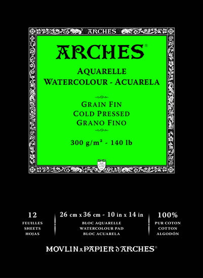 Bloc aquarelle - 100% coton - 140lb - cp - 10x14po (12f)