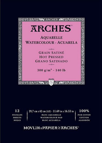 Watercolor pad - 100% cotton - 140lb - hp - 12x16in (12s)