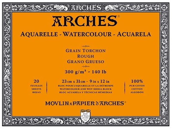 Watercolor pad - 100% cotton - 140lb - rough - 9x12in (20s)