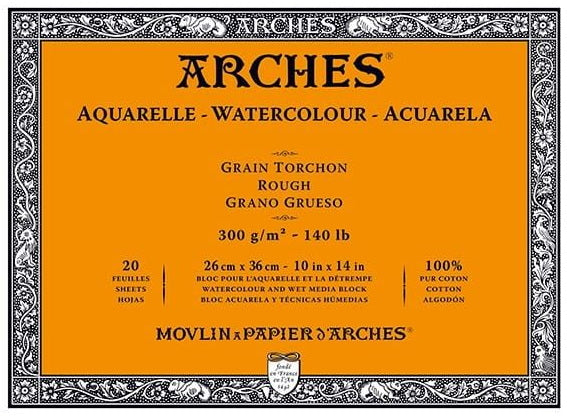 Bloc aquarelle - 100% coton - 140lb - rugueux - 10x14po (20f)