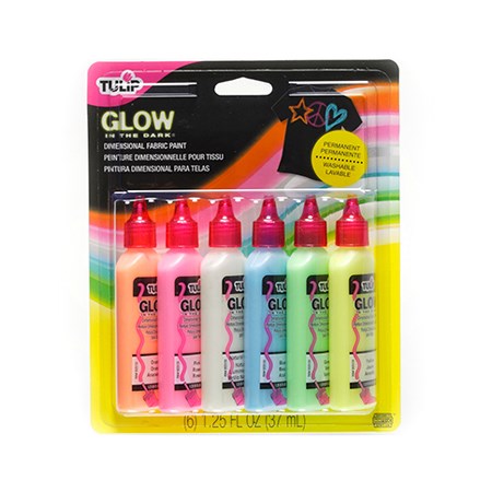 Peinture dimensionnelle pour tissu phosphorescent - 6x37ml