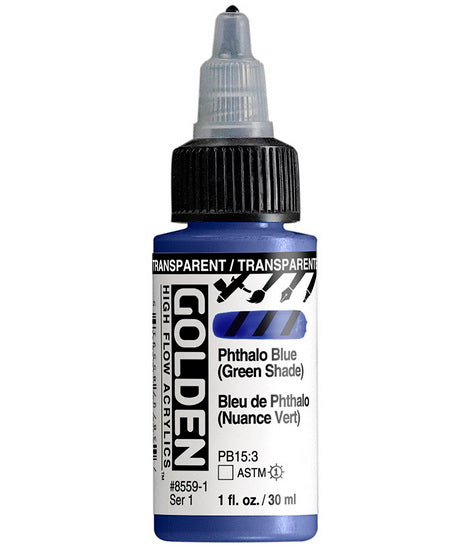 Acrylic high flow - 1 oz  trans. phthalo blue green shade  s1