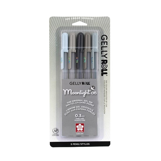 Ens. 5 stylos gel gelly roll moonlight gris