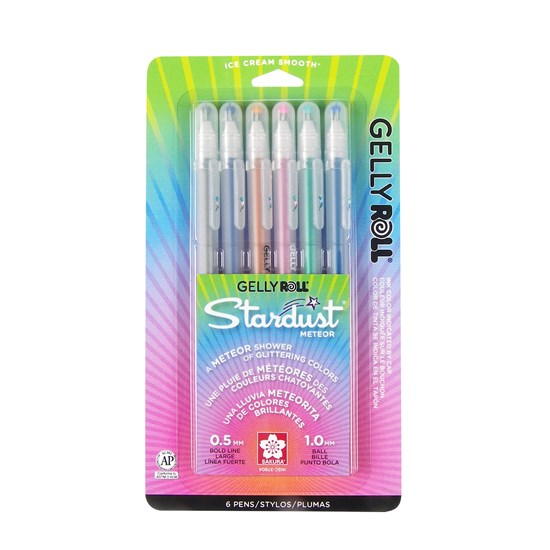 Ens. 5 stylos gel gelly roll stardust météore