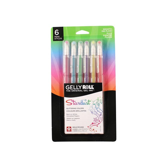 Ens. 6 stylos gel gelly roll stardust galaxie
