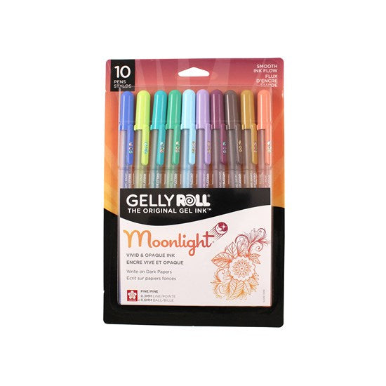 Set of 10 gel pens gelly roll 0.3mm moonlight assorted colors