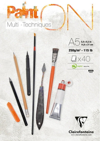 BLOC COLLÉ TECHNIQUES MIXTES PAINT'ON - EXTRA BLANC 5,8 X 8,3 Pouces