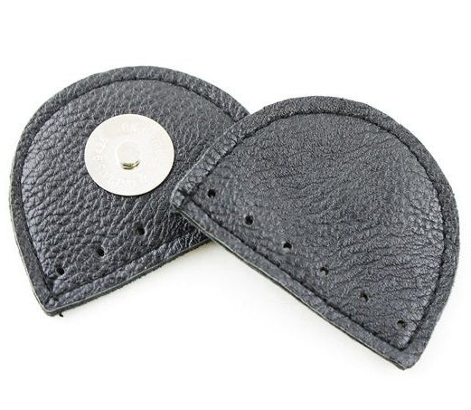 Faux-Leather Magnetic Bag Clasp — Oval, Black