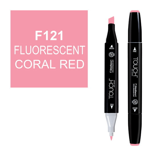Marqueur touch double pointe rouge corail fluorescent