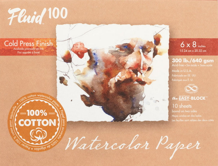 Bloc papier aquarelle 100% coton - cp - 300lb - 6x8po (10f)