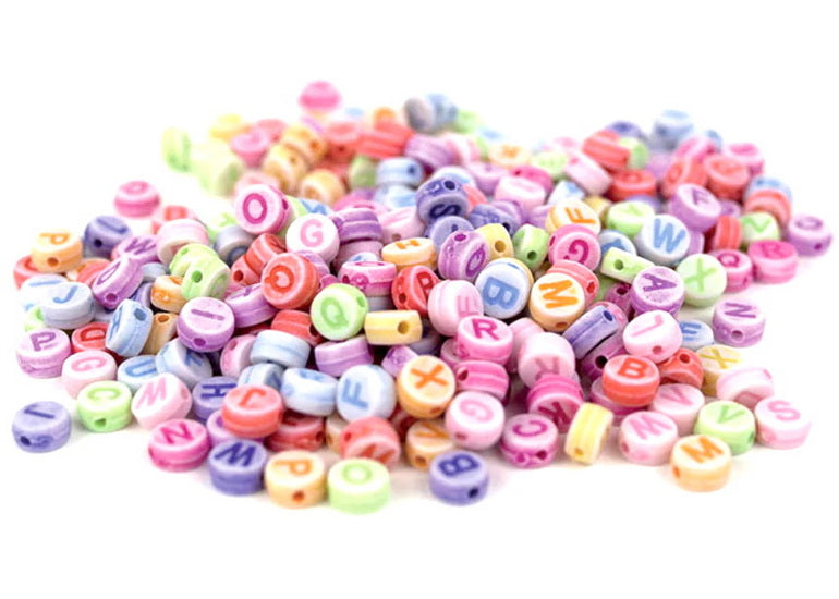 Pack of 300 Alphabet Pastel Round Beads