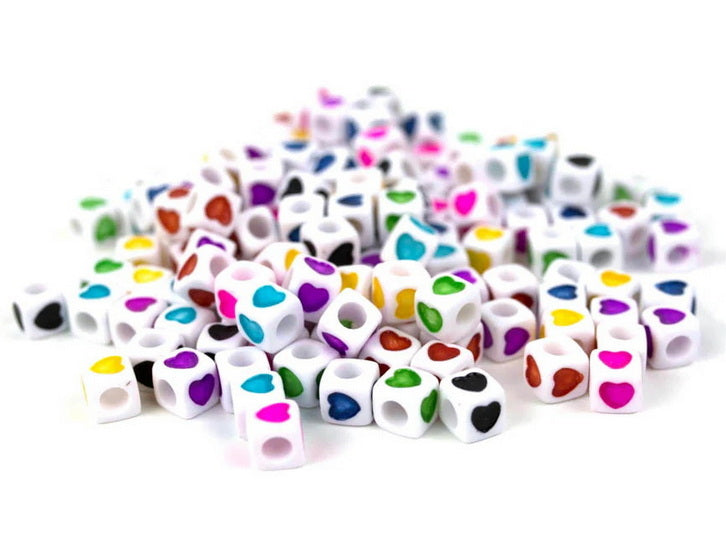 Pack of 150 Cube Heart Beads