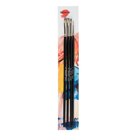 Ens. 4 pinceaux en soies synthétiques snow - e